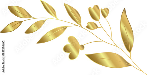 Gold Leaf and Flower Branch