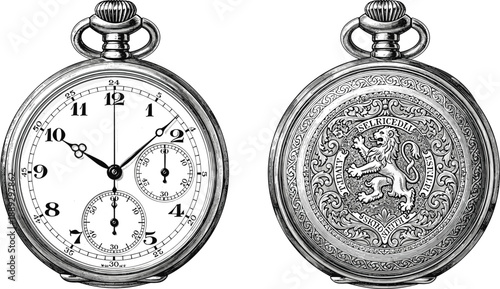 Vintage pocket watch with engraved lion on back vintage watch engraved watch lion engraving
