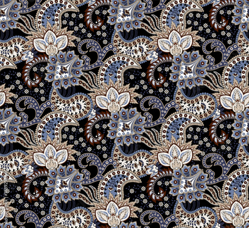 Seamless tribal pattern design. Hand draw paisley background.