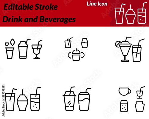 A fresh friendly vector character icon representing drinks and beverages. The design features a smiling cup bottle or glass character with a straw splash or steam detail to show refreshment Optional.