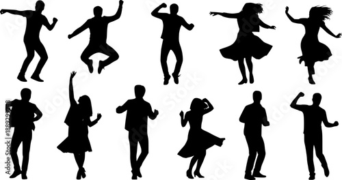 Dancing people silhouettes