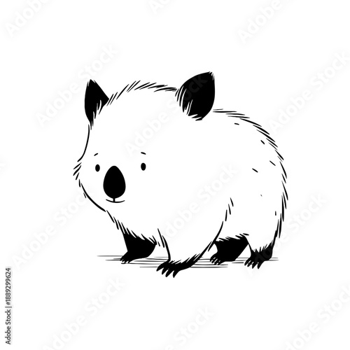 Wombat. Wombat simple black and white line art vector logo