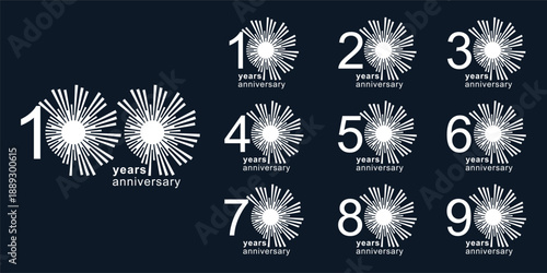 Collection of anniversary 10 to 100 logo design template. Celebration days creative special symbol vector icon