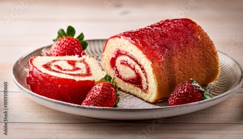 Strawberry Jam In A Saucer With Roll Cake
