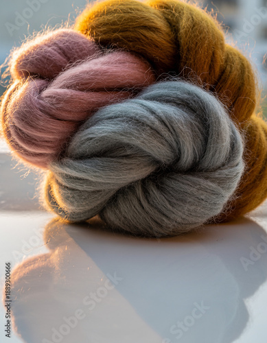 Echeveaux de laine mohair de différentes couleurs. Generated Image. 