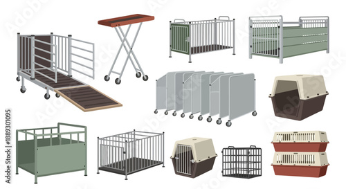 Collection of multiple baby cribs, beds, and nursery furniture on display.