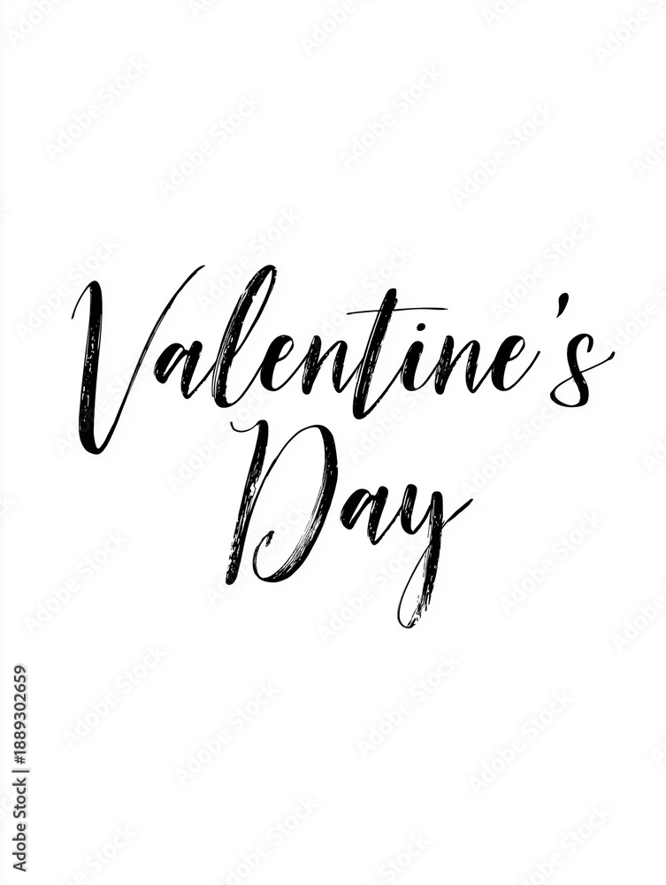 Fototapeta premium Elegant black and white Valentine’s Day brush lettering on white background