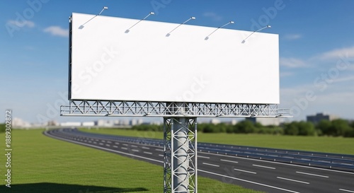 Billboard White Blank Mockup. 3D Render