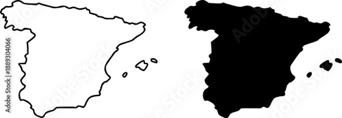 Spain country border map outline and silhouette vector graphic isolated image decal