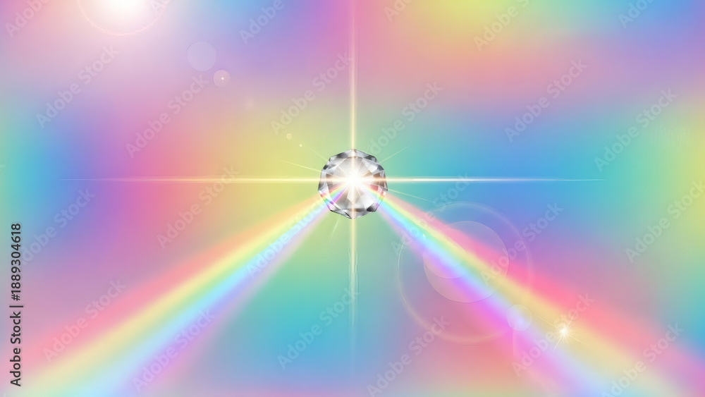 Obraz premium Sparkling Diamond with Rainbow Light Refraction on Colorful Background