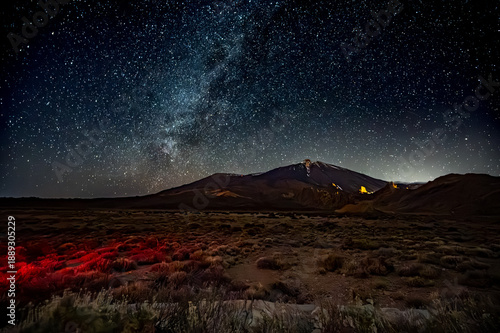 Tablou pe pânză Stars gazing at night on Tenerife, mount Teide vulcano national park night excur
