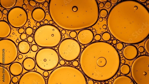 Wallpaper Mural Macro shot of yellow-orange liquid droplets forming various sized circular shapes Torontodigital.ca