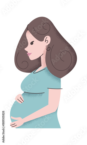 Beautiful pregnant woman character portrait