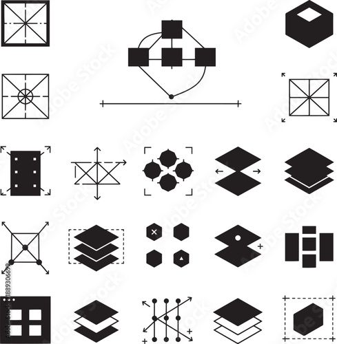 UX principle icons for user interface design and development