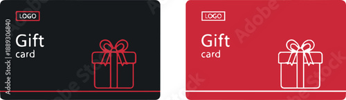 Two gift card templates with red and black designs and white text for personalized gifting solutions and promotional offers on special occasions and holidays.
