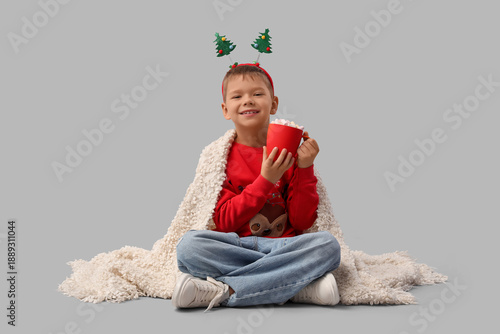Cute little boy with plaid ...