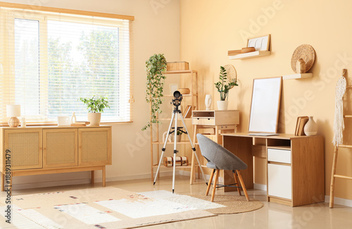Interior of office with wor...