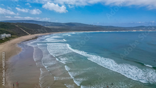 Aerial drone shot of Buffalo bay(Buffelsbaai) beach near Knysna