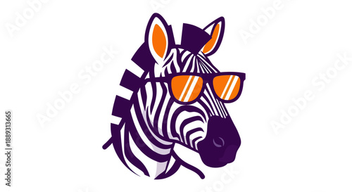 Stylized zebra wearing sunglasses isolated on white background vector