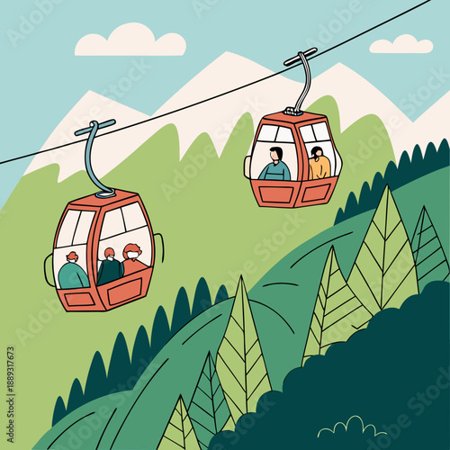 vector illustration of a mountain village