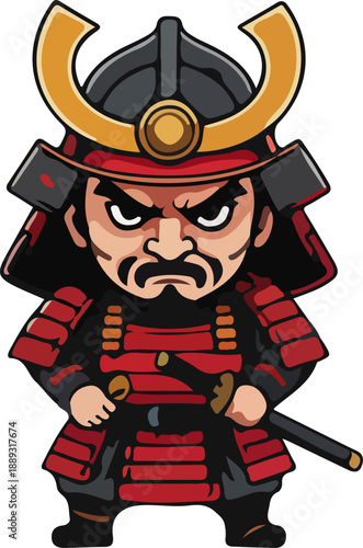 Asian Fantasy Character Illustration Set Featuring Samurai Warrior, Geisha, Buddha, Mythical Lion and Sacred Emblem Art