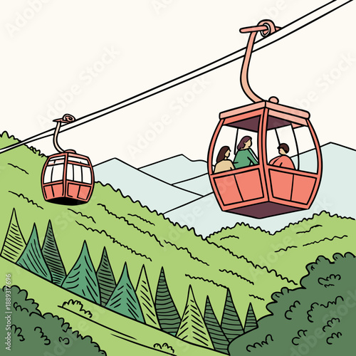 cable car in the mountains