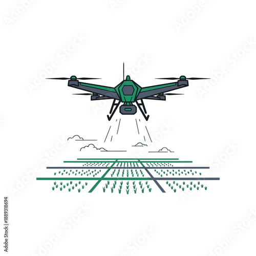 Precision Agriculture Drone Monitoring Crop Field. Smart Farming Technology and Digitalization in Modern Agronomy.