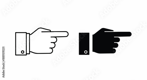 Two pointing hands icons in black and white on a clean background with a simple graphic design style.