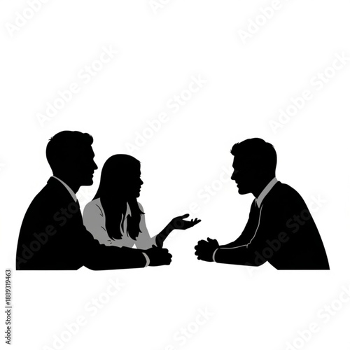 Silhouette of business people discussing and negotiating with each other