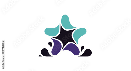 Abstract star design with water droplets on white background