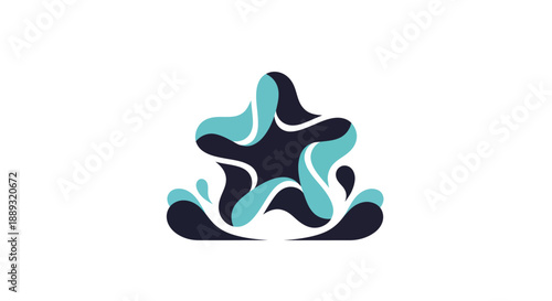 Abstract star design with watery elements on white background