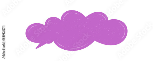 Fluid grunge speech bubble in soft purple, hand drawn with abstract cloud form. Sticker for chat, comment or message. Unique element for creative communication, modern social post or media card.
