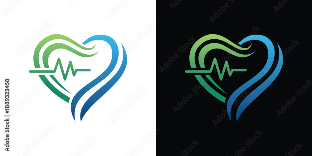 Fototapeta premium love and heart rate logo healthcare and medical design logo