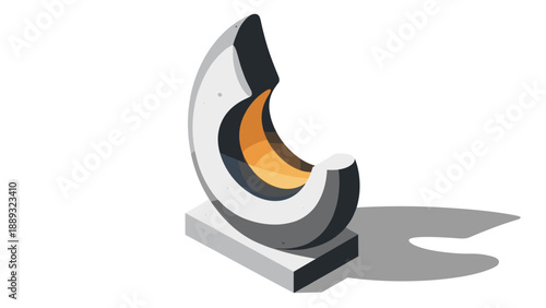 Modern abstract sculpture with bold curves and concrete texture