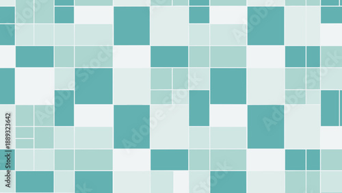 Geometric turquoise and white square pattern background