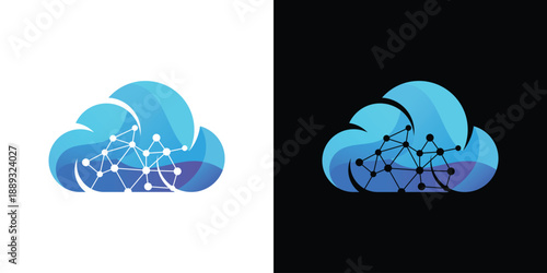 cloud stylish logo icon and button. logo data technology