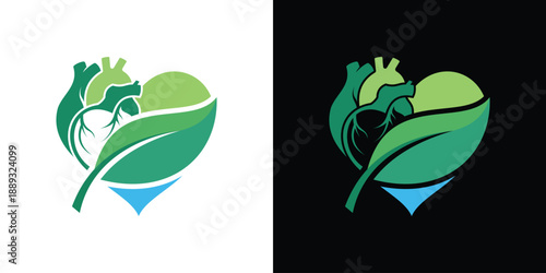 combination of two minds heart and liver for heart health care logo