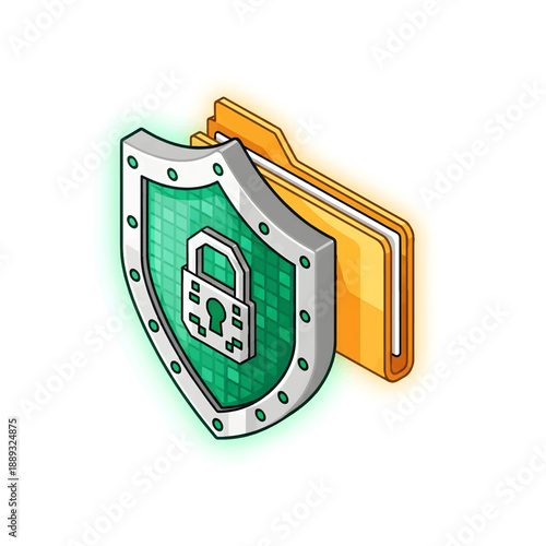 Secure Folder with Shield and Padlock Icon for Data Protection.