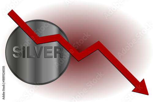 Pièce d'argent avec courbe décroissante