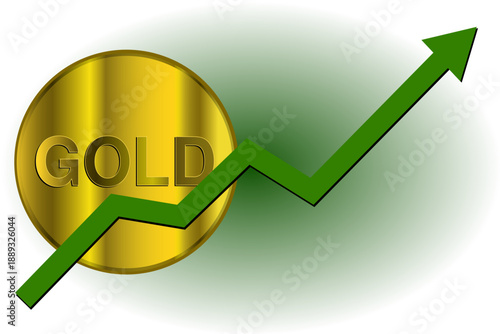 Pièce d'or avec courbe croissante