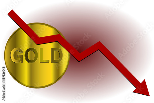 Pièce d'or avec courbe décroissante