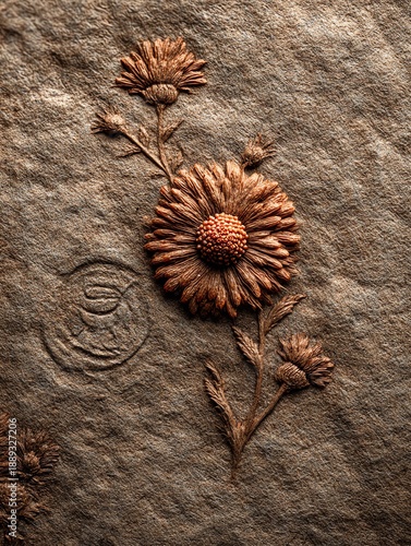 Wallpaper Mural Embossed Floral Design on Textured Earthy Background Torontodigital.ca