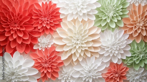 Artistic Floral Arrangement Displaying a Range of Pastel Paper Flowers