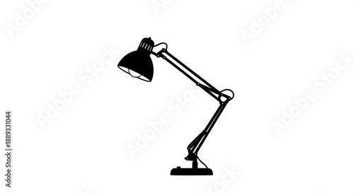 A black desk lamp with adjustable arm and shade