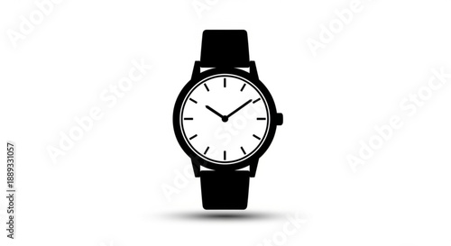 Elegant black watch with white face and simple design