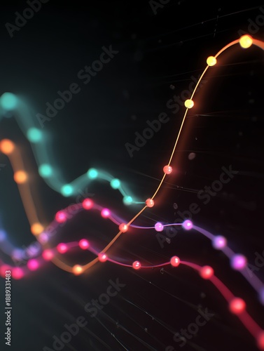 Wallpaper Mural Abstract Data Flow: Neon Lines and Glowing Points Torontodigital.ca