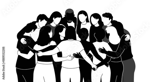 Group of People Embracing in Unity and Support.