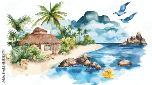 Bonito eco-tourism. Bonito eco-tourism hand drawn watercolor illustration