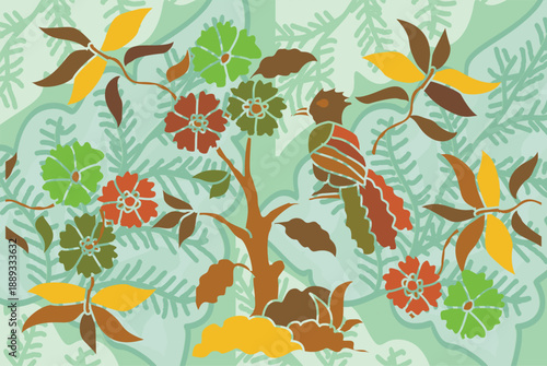 Very exclusive colorful flora and fauna motifs for various fabric printing, posters and publications 