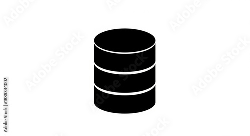 A black cylinder icon with three horizontal white lines around it